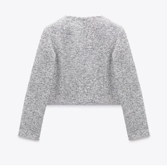 ZARA TEXTURED TWEED BLAZER GOLD BUTTON - Picture 4 of 5